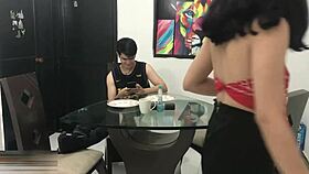 omg hot latina petite milf deepthroats and rides for creampie homemade 😍💦🍆
