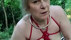 french slave bound in forest auto session dildo humiliations cumshot