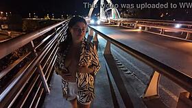 Milf Bra-less Panties-off Teasing On Bridge?