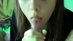 A sneaky girl delivers hot blowjob captured on Snapchat outdoors