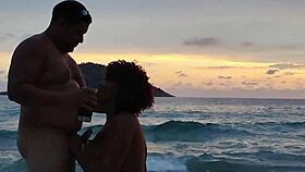 Hotwife moans loud getting fucked by muscular stud's monster cock creampie on beach ripping clothes off.