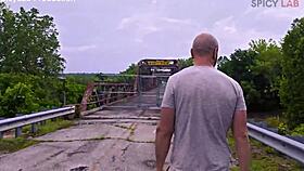 Exhibitionist Busty Milf Fucked Doggystyle on Abandoned Bridge!