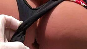 hey watch her play phone while huge cock toy stretches ass deep