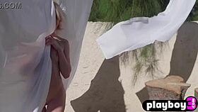 Tiny Blonde Strips Garden Posing Petite Pussy Tease