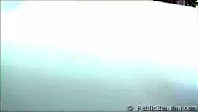 busty babe gets pounded in public gangbang threesome by highway