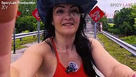 Exhibitionist Busty Milf Fucked Doggystyle on Abandoned Bridge!