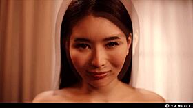 hey vampire, watch nancy ace strip and submit to rikako katayama's lesbian mind control domination!