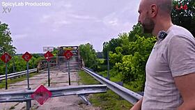 Exhibitionist Busty Milf Fucked Doggystyle on Abandoned Bridge!