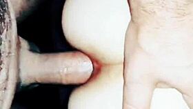 homemade pov with skinny mature milf in stockings licking pussy before anal assfucking and natural tits play