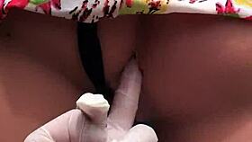 hey watch her play phone while huge cock toy stretches ass deep