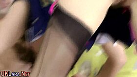 Mature classy brit in stockings heels bends for doggystyle cumshot pounding