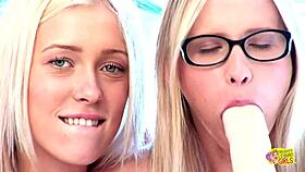 watch us blonde lesbians kiss deep ride dildo cowgirl hot