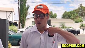 busty milf punishes snooping technicians?