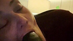 My mouth on this big black cock feels amazing as I deepthroat lick those balls