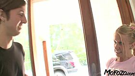 Blonde student small tits loves rough doggystyle pounding