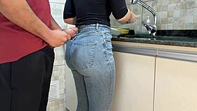 Jeans-Clad Maid's Bubble Butt Craves Free Use Cumshot