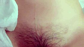 japanese woman teases hairy pussy rub before deep insertion