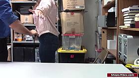 Busty redhead teen shoplifter bent over doggystyle anal fucked by officer office