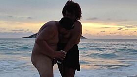 Hotwife moans loud getting fucked by muscular stud's monster cock creampie on beach ripping clothes off.