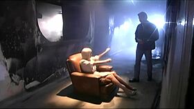 British bombshell layla jade fingers asshole deepthroats on leather chair