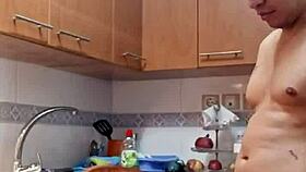 damn, i spot sexy mature in kitchen lingerie can't resist fucking her tight pussy hard