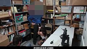 caught teen shoplifter bent over fucked doggystyle by cop in garage