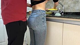 Jeans-Clad Maid's Bubble Butt Craves Free Use Cumshot