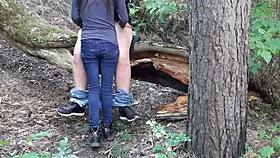 friend spies girlfriend's steamy pussy lick in forest lesbian passion play