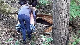 friend spies girlfriend's steamy pussy lick in forest lesbian passion play