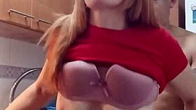 damn, i spot sexy mature in kitchen lingerie can't resist fucking her tight pussy hard