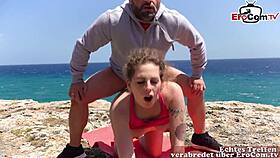 Skinny German Amateur Teen Tries Risky Outdoor Public Sex with Friend on Holiday.