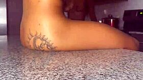 Rentity Love pounds Majesty with strap-on in nasty ebony lesbian pussy play