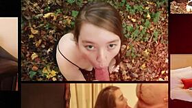 18yo babe slurps cum from condom after hot blowjob