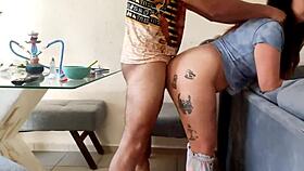 i sneak neighbor inside for wild creampie riding session