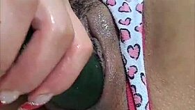 Colombian milf's big tits squirt from anal cucumber pussy double penetration
