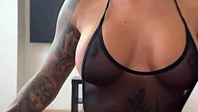 Sultry babe in black bodysuit ANAL FISTING creampie thrill ride!