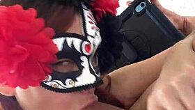 Watch this horny latina wife swallow every drop as cock throbs cum in mouth