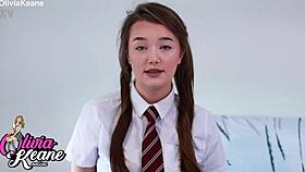 cheeky british student in uniform laughs at your pathetic small cock during joi tease