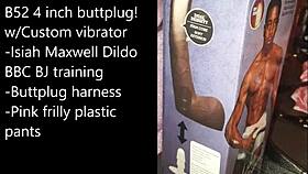 Sissy binds herself tight prepping ass with buttplug and monster dildo