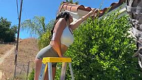 i couldn't resist her big tits in that garden paradise