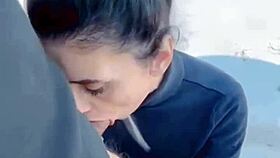 suckin his huge cock at -10 degrees then swallowin hot cum mouthful on tongue