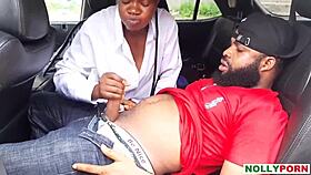 Ladygold Africa Rides Nigerian Star Krissyjoh's Monster Cock Hard In Car