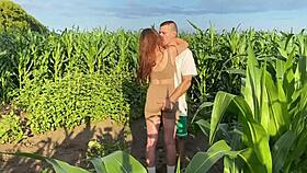 roughly pounding this cute multiorgasmic babe hard in public cornfield