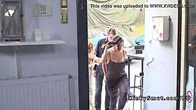 bound big ass brunette dominated outdoor fucked hard in public humiliation scene