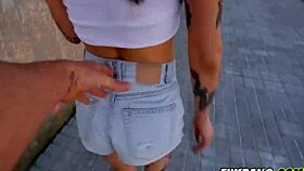 shy petite spanish teen fucked hard outdoors in barcelona streets