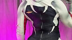 Gwen Stacy Swallows Huge Load After Kinky Cosplay Blowjob!