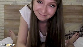 Sensual girlfriend gives close-up deepthroat blowjob ending in creamy mouth cum 😘💦