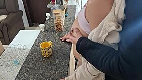 Mature slave bent over kitchen for daddy doggystyle pussy licking cum