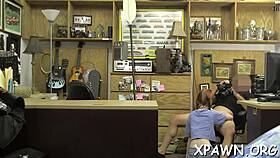 intense babe bent over fucked rough doggystyle in shop!