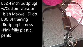 Sissy binds herself tight prepping ass with buttplug and monster dildo